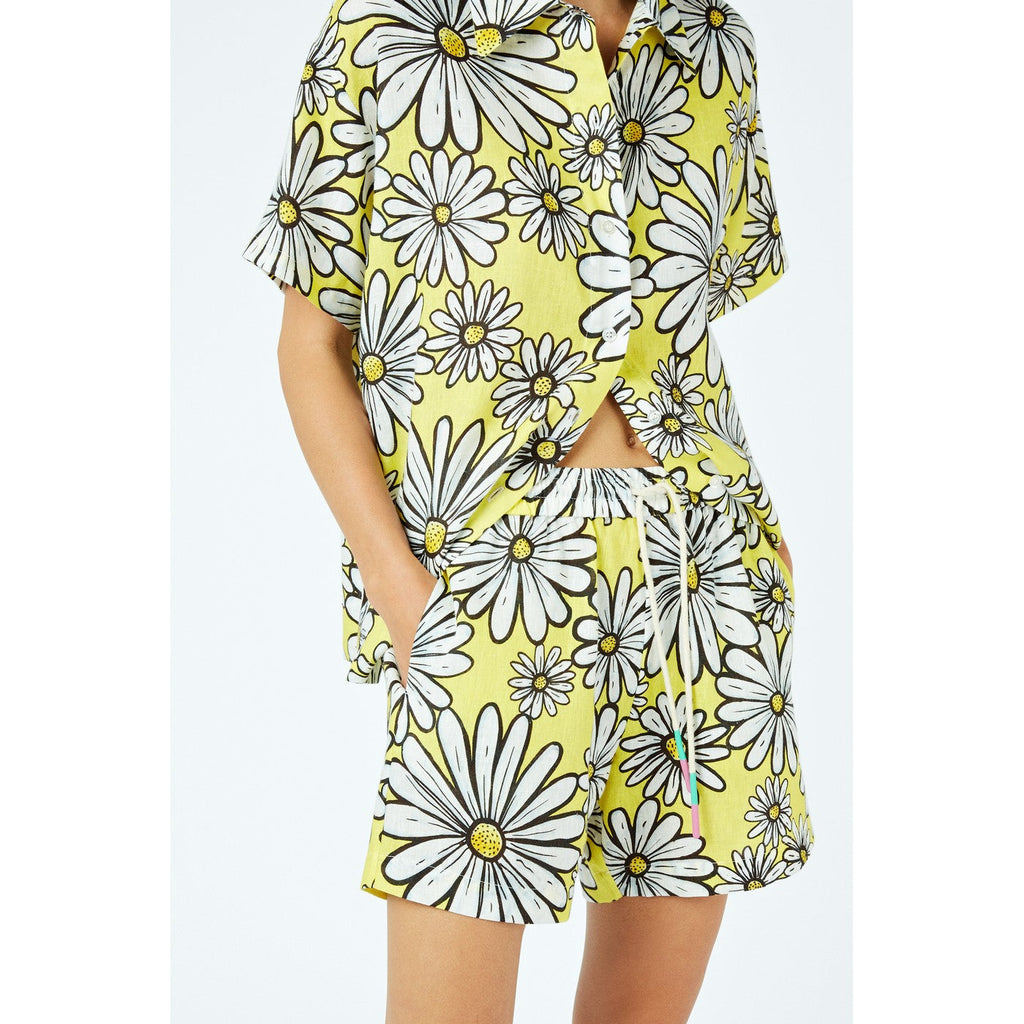Short Daisy-Print Linen Co-Ord