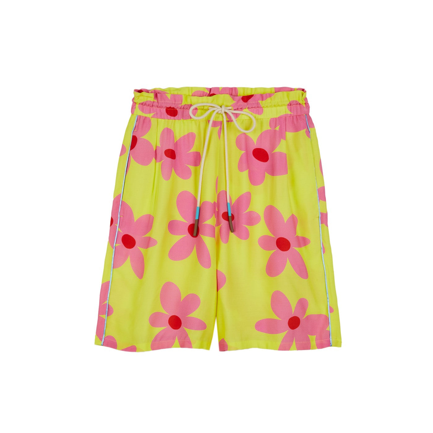Short Flower Print High Waisted
