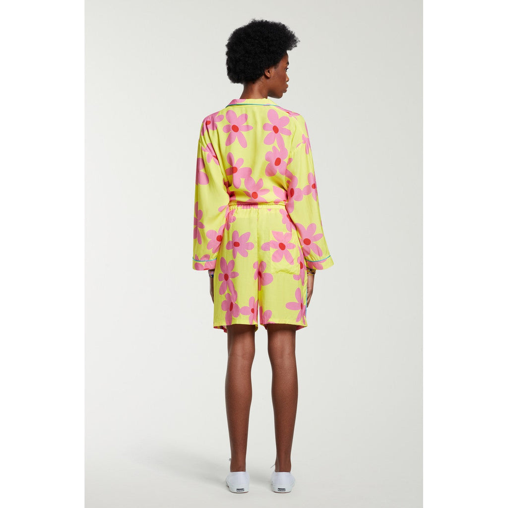 Short Flower Print High Waisted