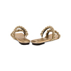 Roxana Gold Flat Two Strap Sandal