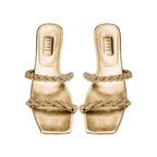 Roxana Gold Flat Two Strap Sandal