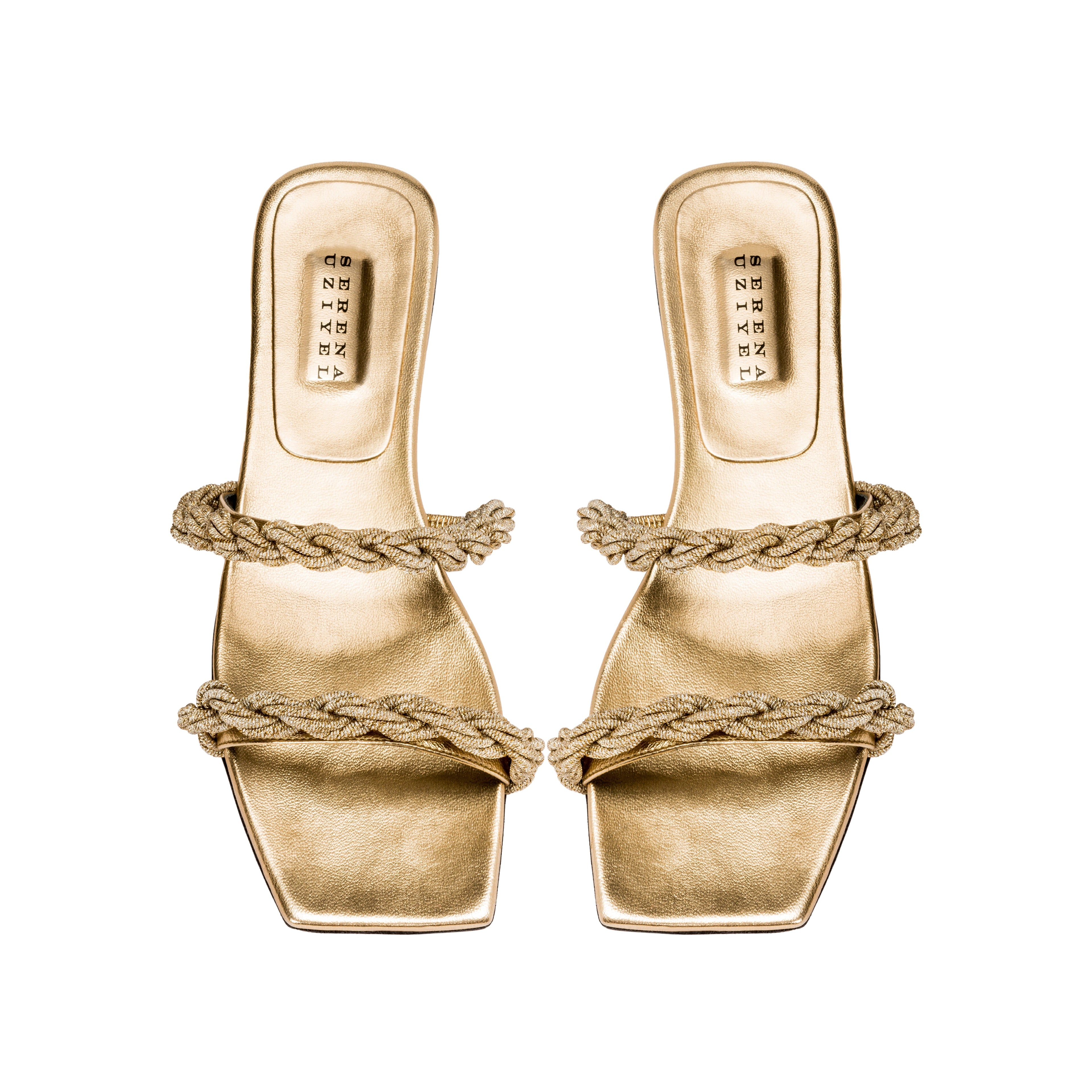 Roxana Gold Flat Two Strap Sandal
