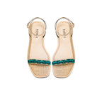 Catena Notte Natural & Aqua Flat Ankle Cross Sandal