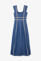 Robe Rubans Tencel Bleu