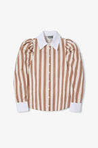 Chemise Contraste Rayé Camel