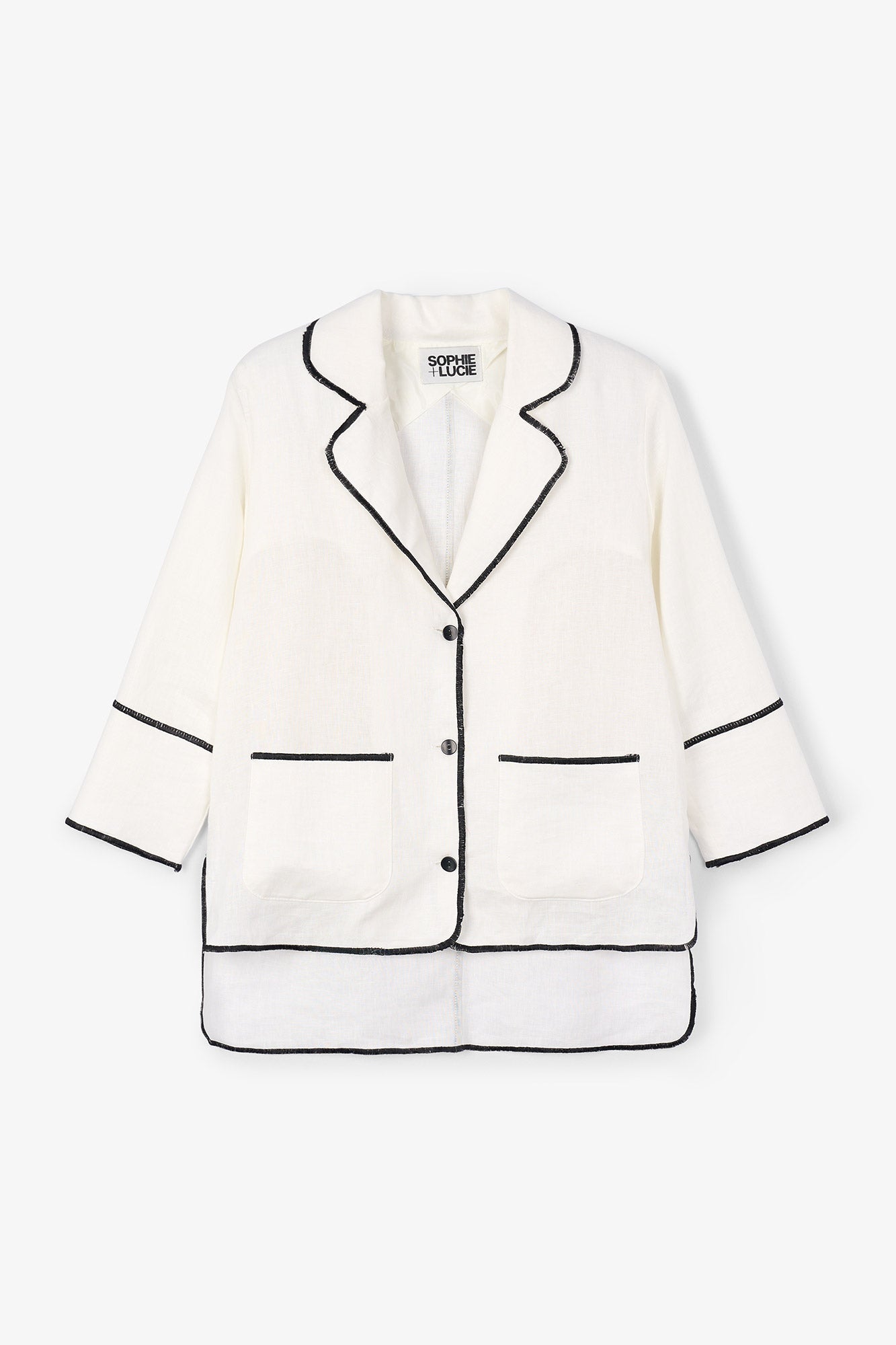 Veste Contraste Fil Blanc