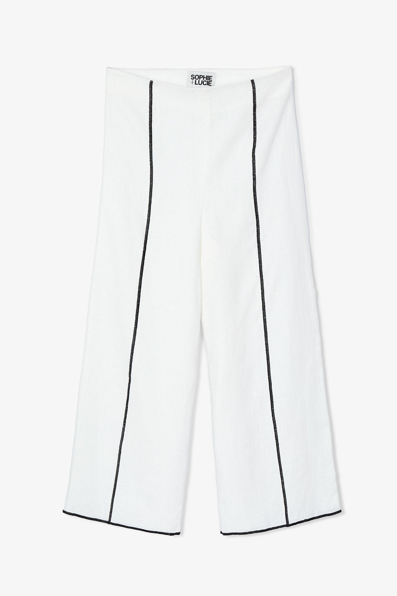 Pantalon Contraste Fil Blanc