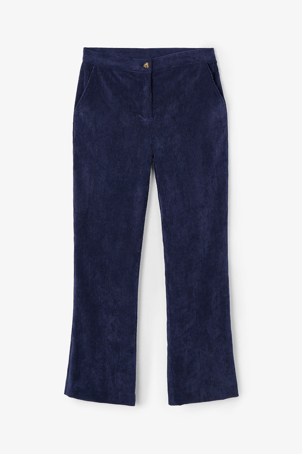 Pantalon Trompette Velours Côtelé Marine