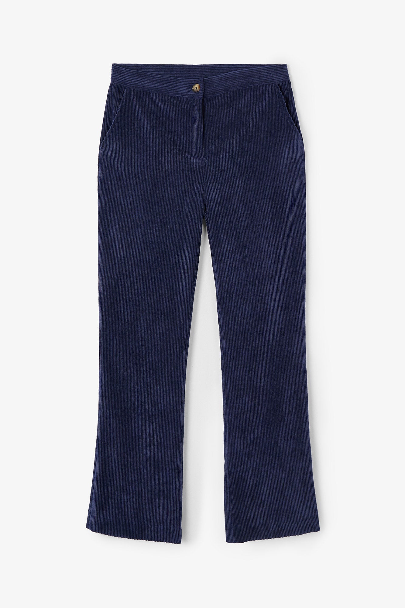 Pantalon Trompette Velours Côtelé Marine