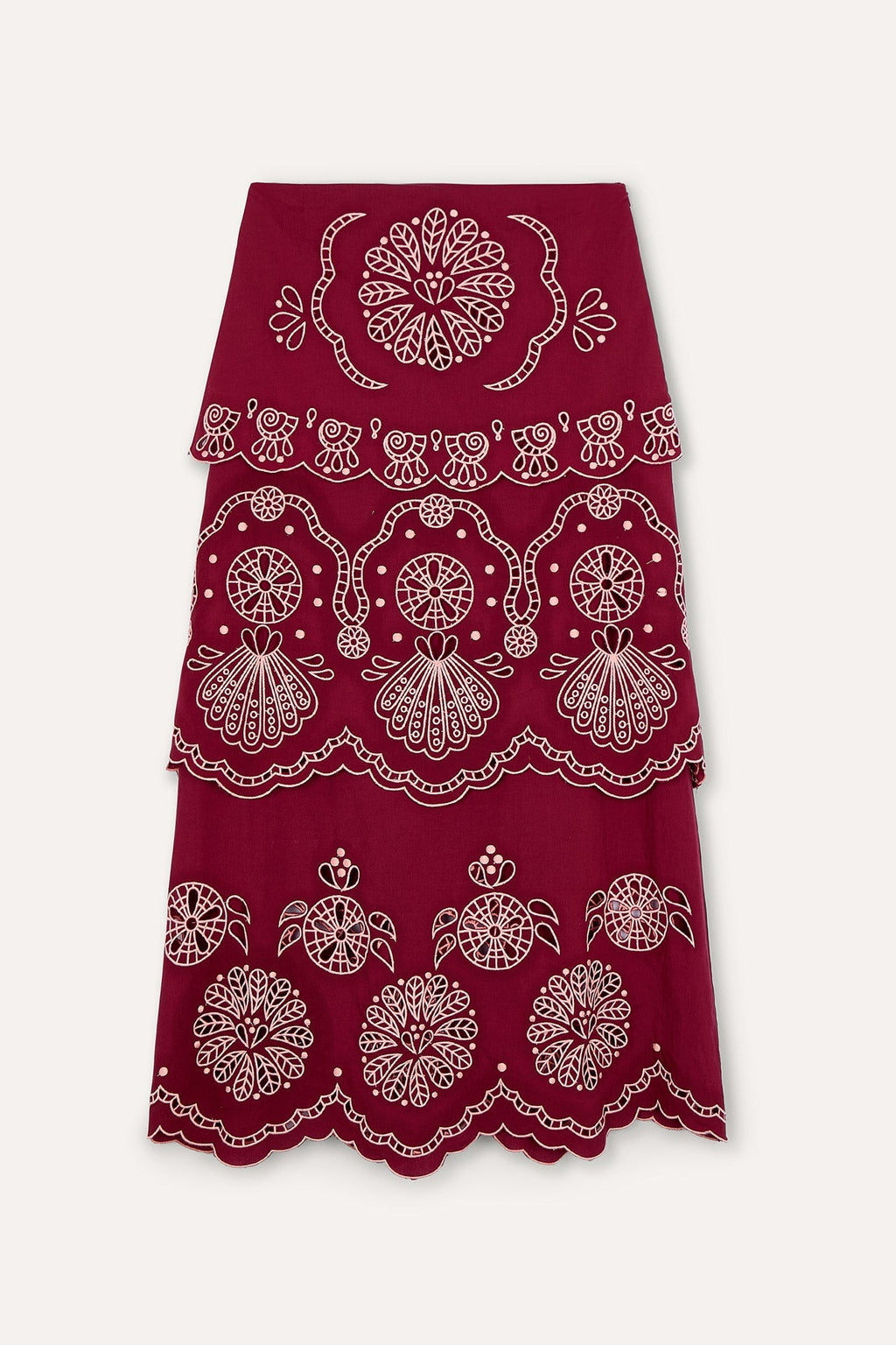 Jupe Bombay Broderie Cerise