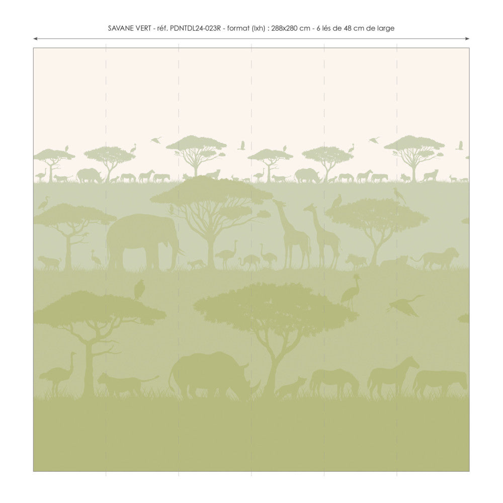 Papier Peint Panoramique - Savane - Vert