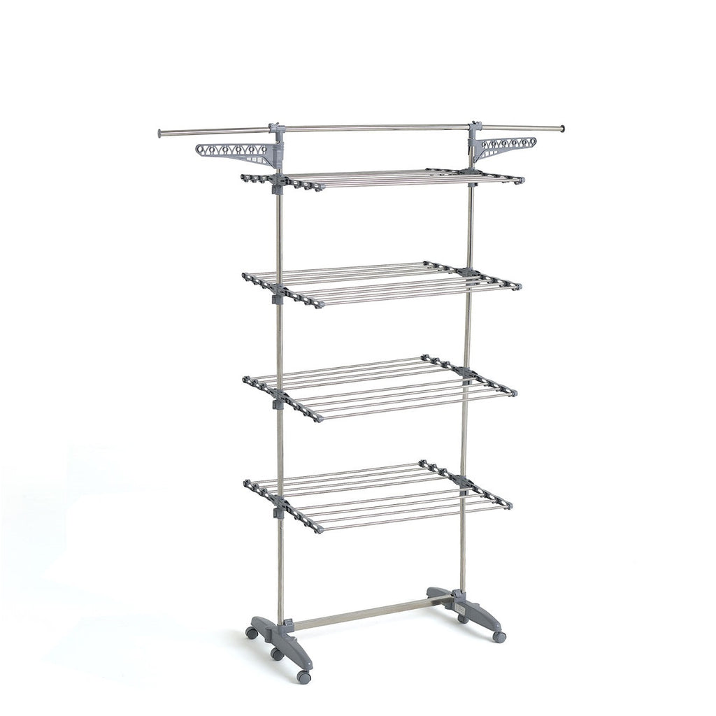 Séchoir à linge étendoir multifonction 30M EXTRA avec 30 accessoires 4 niveaux Gris et Inox - REDDECO.com