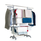 Séchoir à linge étendoir multifonction 30M EXTRA 4 niveaux Gris et Inox