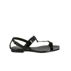 Saint Laurent Cassandra Logo Leather Sandals - Black - Femme
