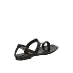 Saint Laurent Cassandra Logo Leather Sandals - Black - Femme