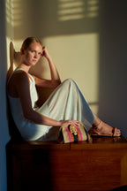 Rovena Peach Flat Ankle Cross Sandal