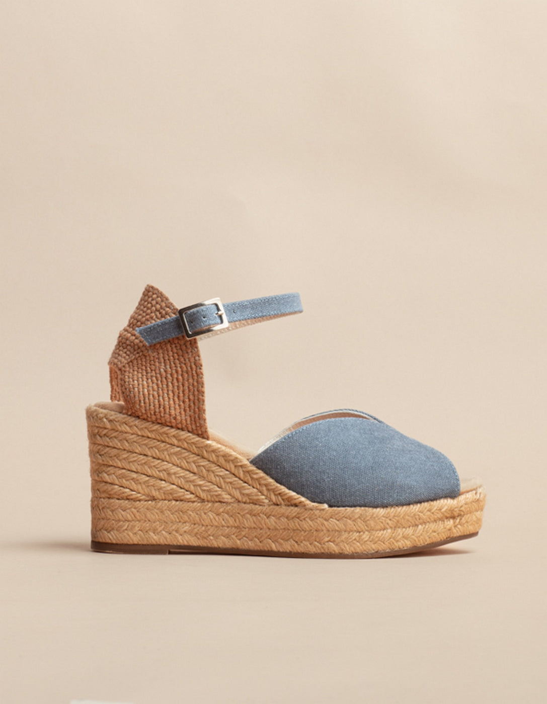 Espadrilles Compensées Séville Bride - Toile Jean - Femme
