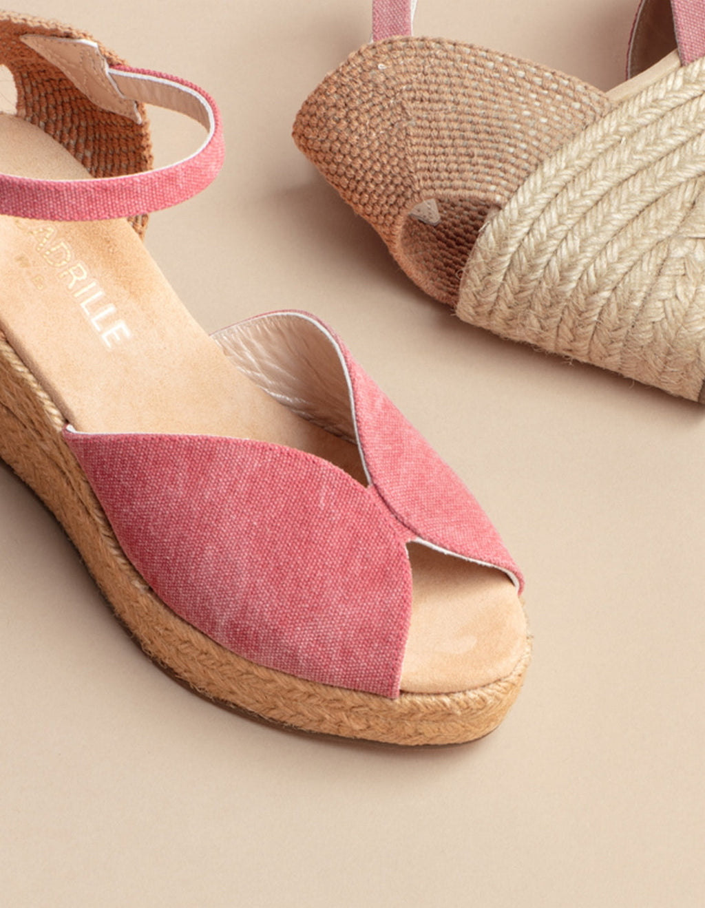 Espadrilles Compensées Séville Bride - Toile Rouge - Femme