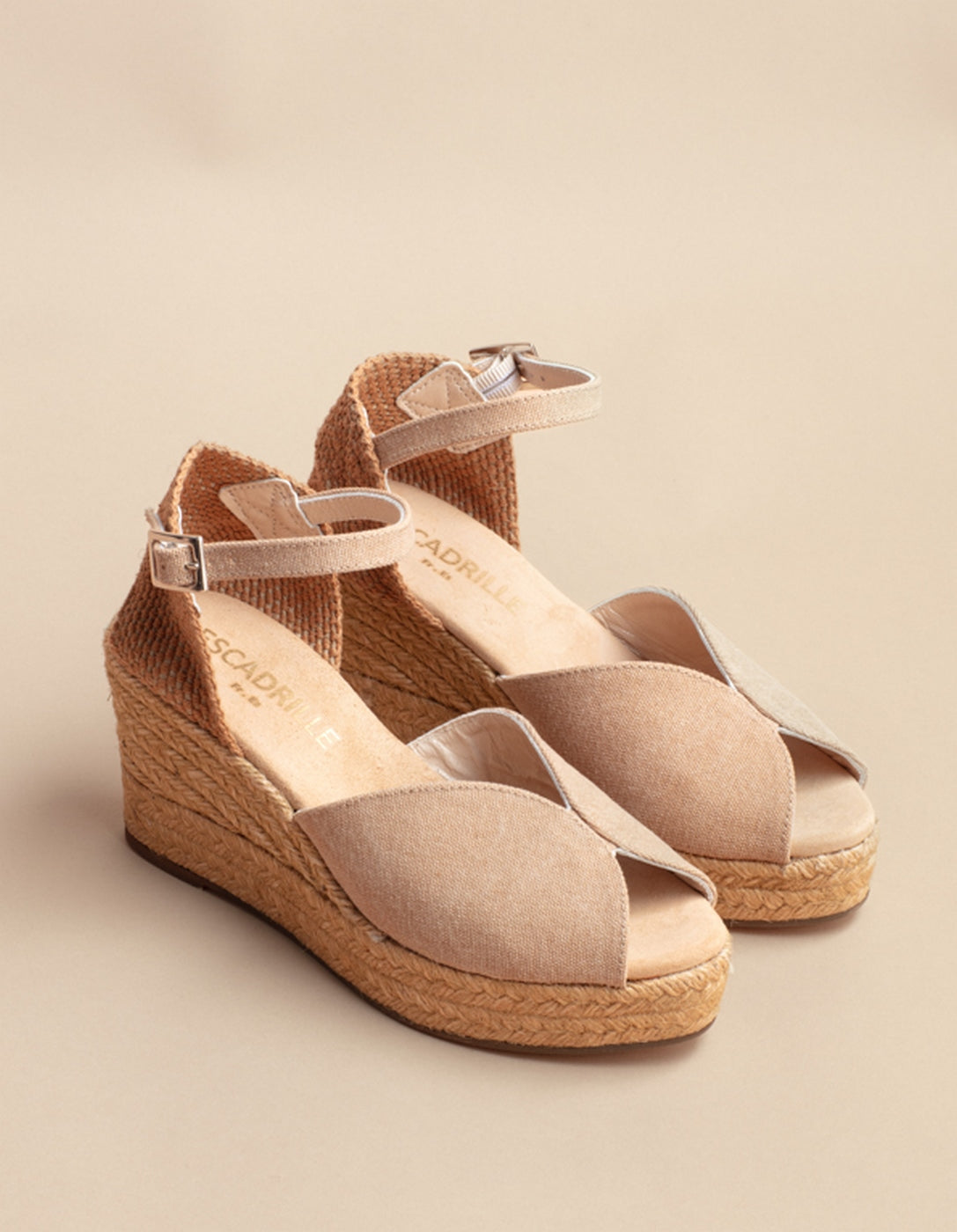 Espadrilles Compensées Séville Bride - Toile Beige - Femme
