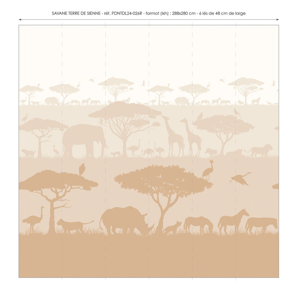 Papier Peint Panoramique - Savane -Terre De Sienne