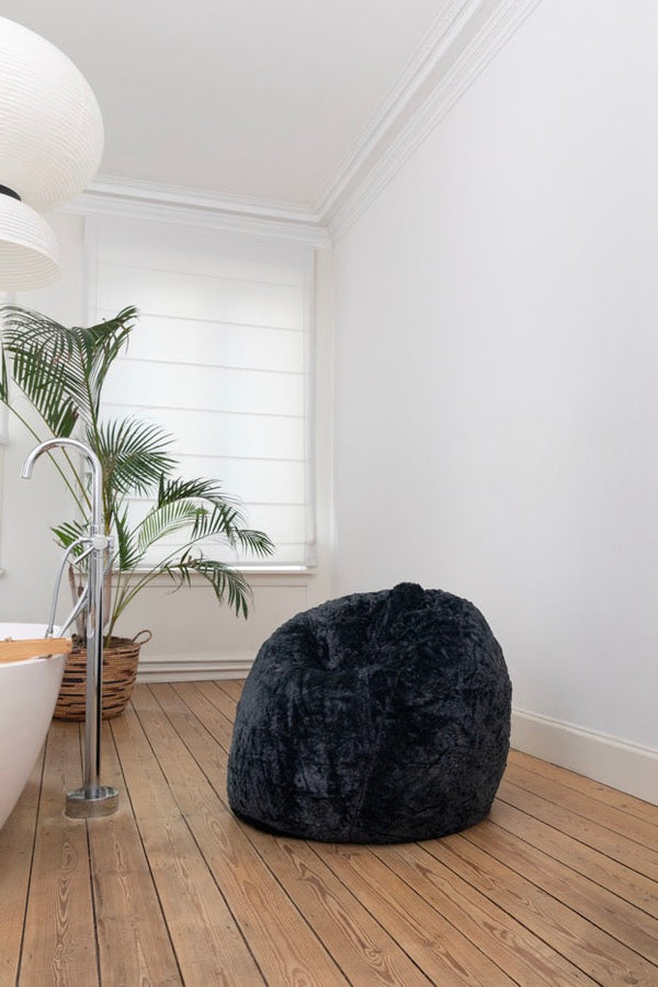 Pouf Softy Europa Fluffy - 105x65cm - Noir