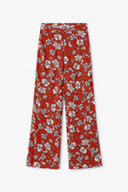 Pantalon Large Fleuri Terracotta