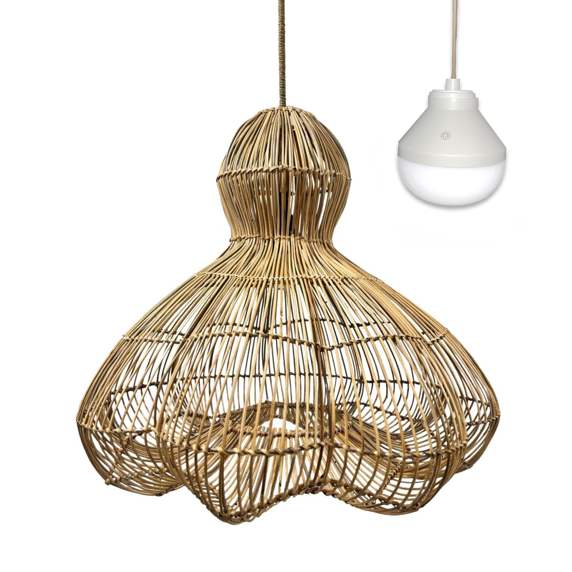 Ronda - Suspension Sans Fil - Rotin - Beige