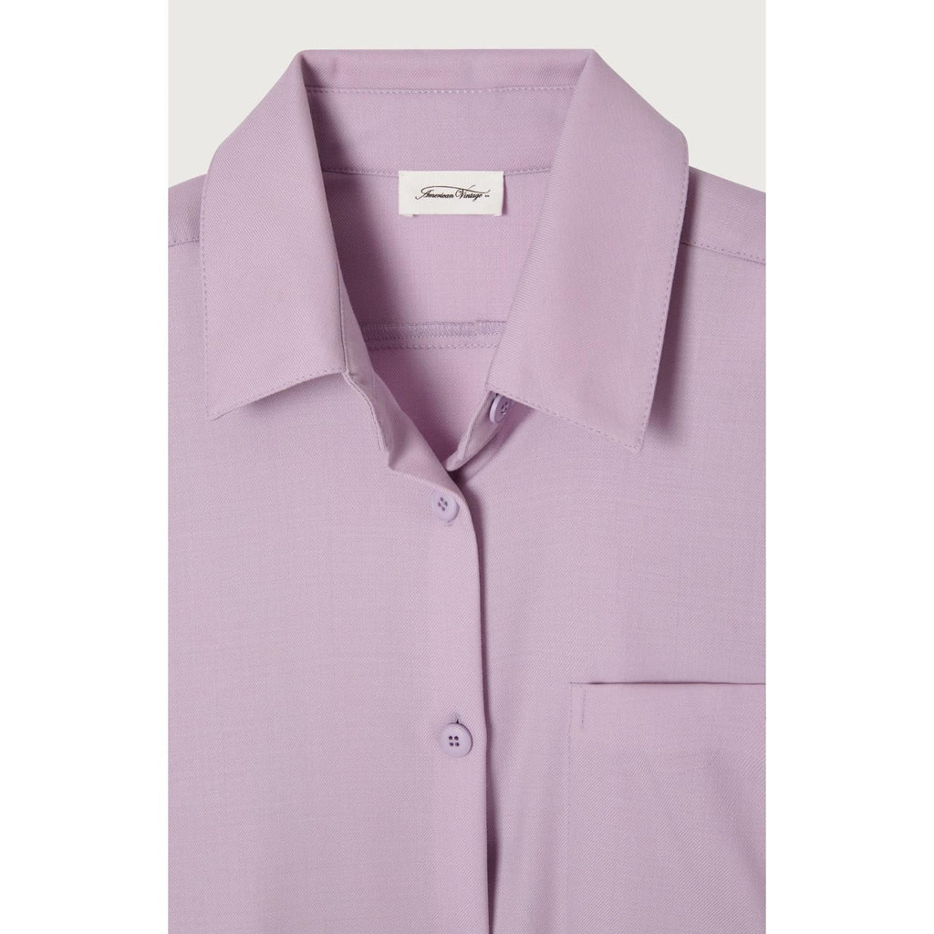 Chemise Manches Longues Col Boutonne - Parme - Femme