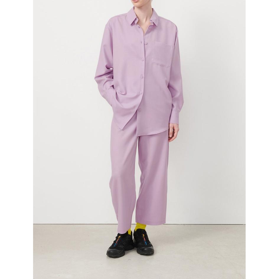 Chemise Manches Longues Col Boutonne - Parme - Femme