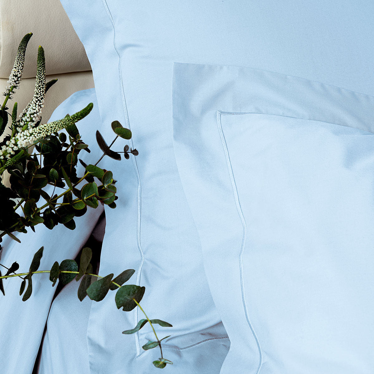 Percale Unie - Taie D'Oreiller - Bleu Ciel