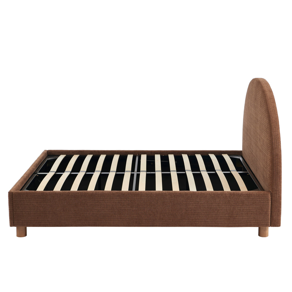 Lit Coffre Taijo - Velours Marron - Sommier Inclus