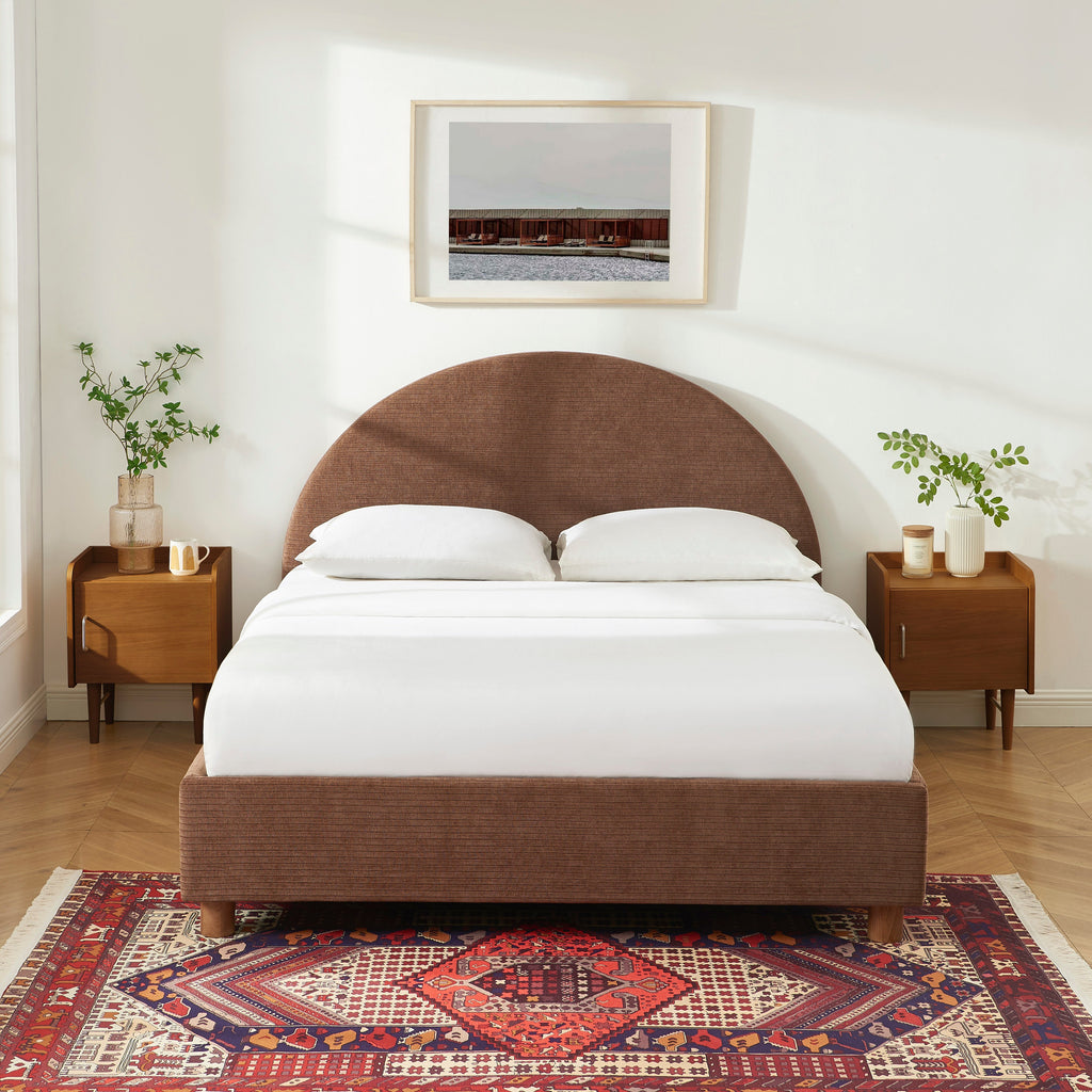 Lit Coffre Taijo - Velours Marron - Sommier Inclus