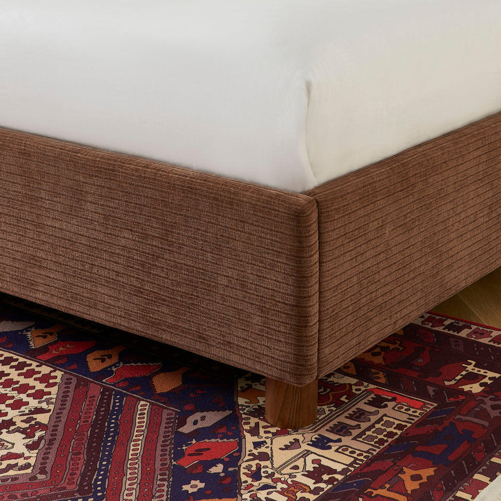 Lit Coffre Taijo - Velours Marron - Sommier Inclus