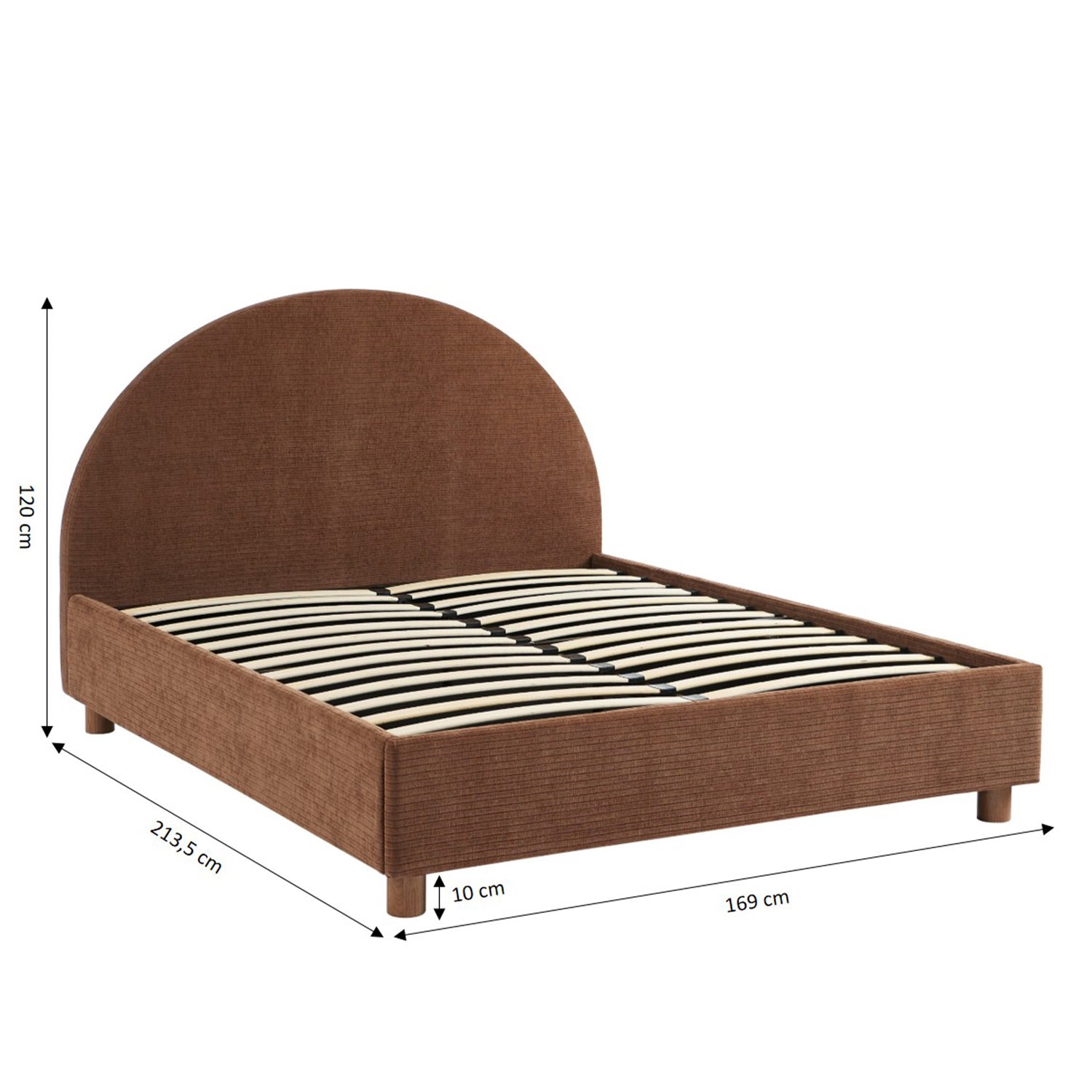 Lit Coffre Taijo - Velours Marron - Sommier Inclus