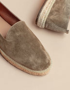Espadrilles Plates Taormina - Cuir Daim Kaki - Homme