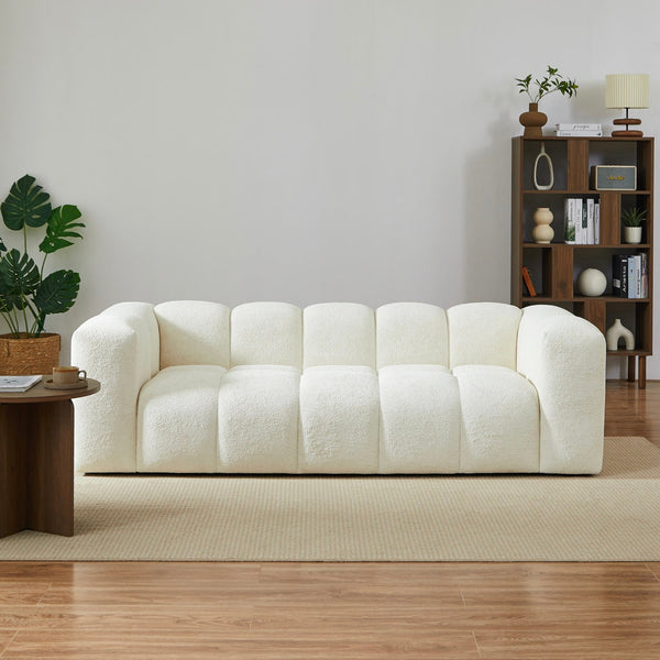 Tasta - Canapé Droit Fixe 3 Places - Tissu Beige