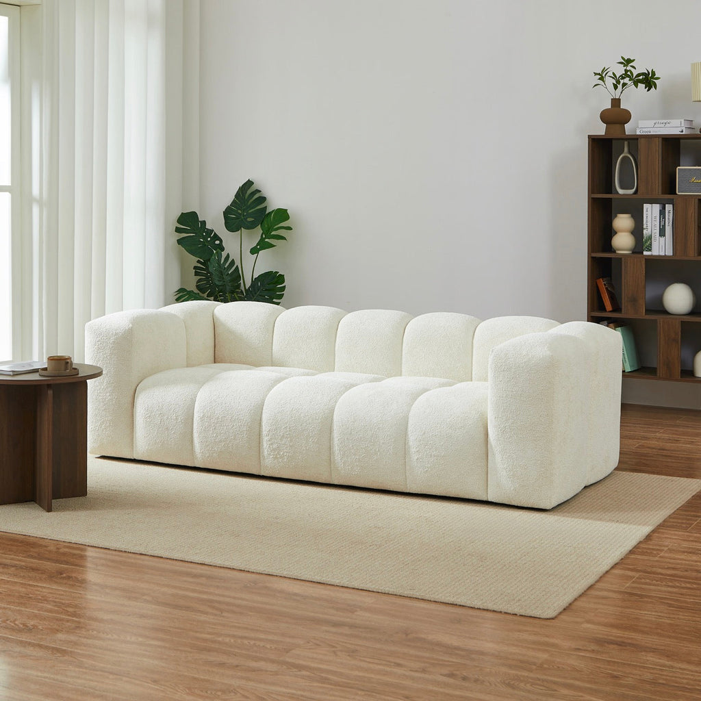 Tasta - Canapé Droit Fixe 3 Places - Tissu Beige