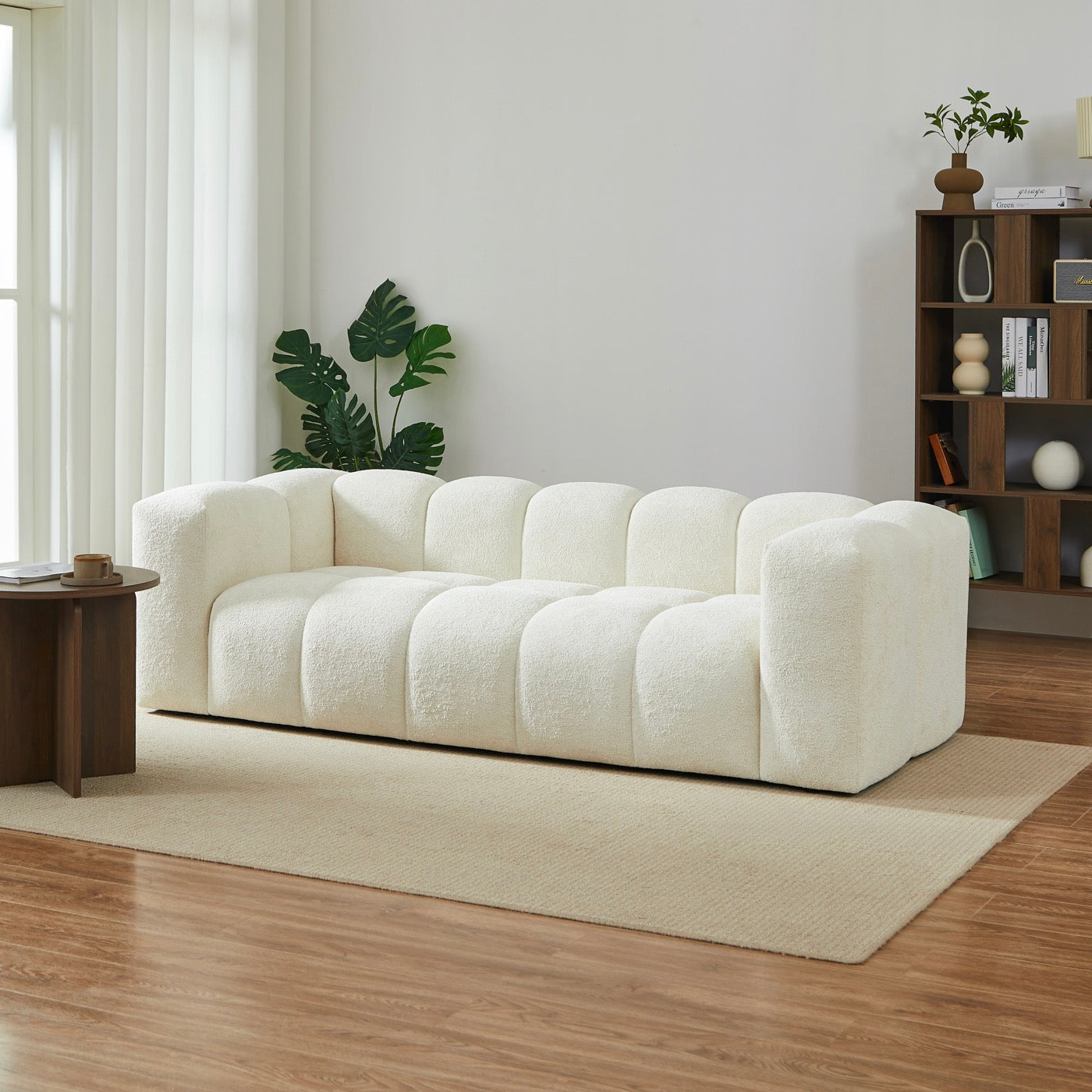 Tasta - Canapé Droit Fixe 3 Places - Tissu Beige