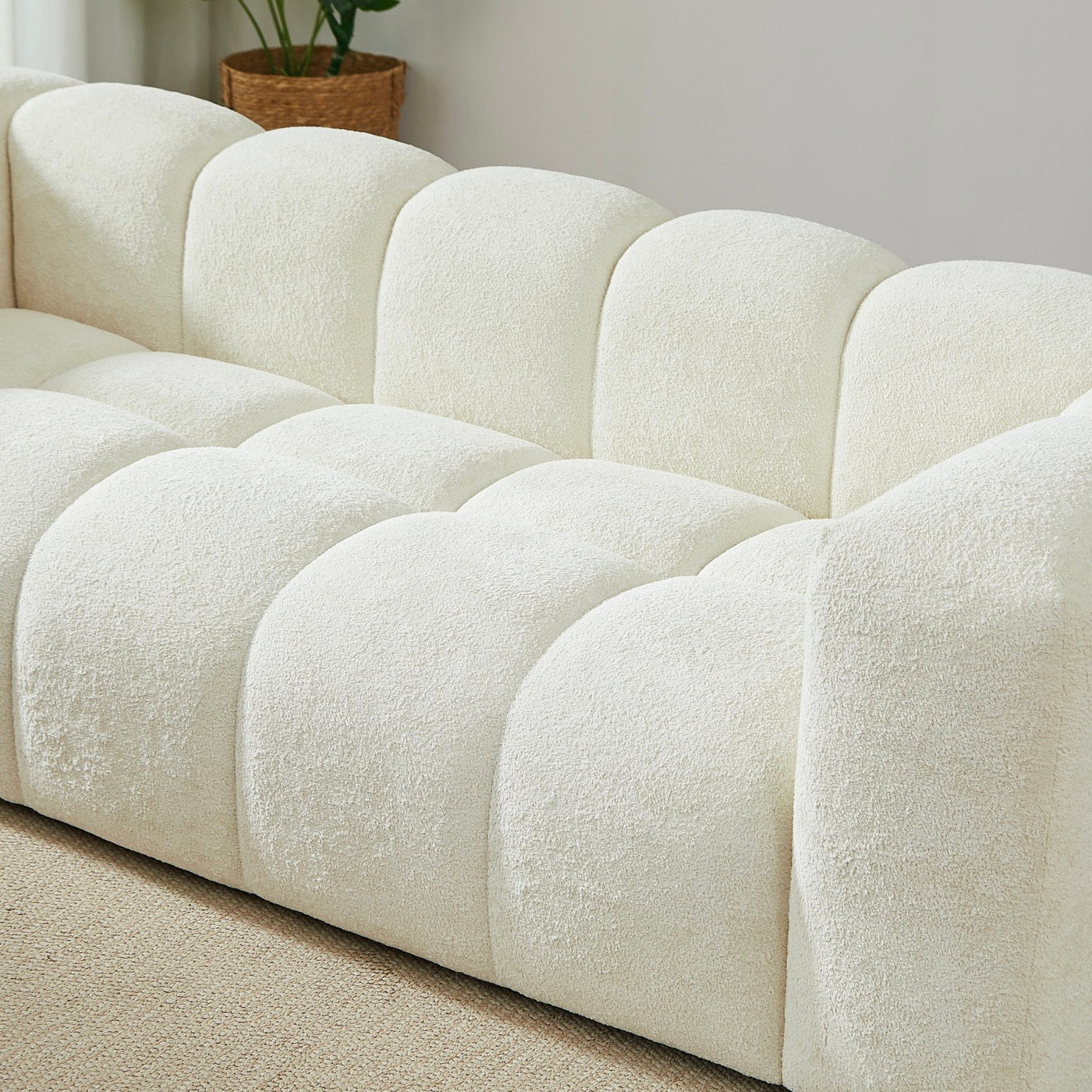 Tasta - Canapé Droit Fixe 3 Places - Tissu Beige