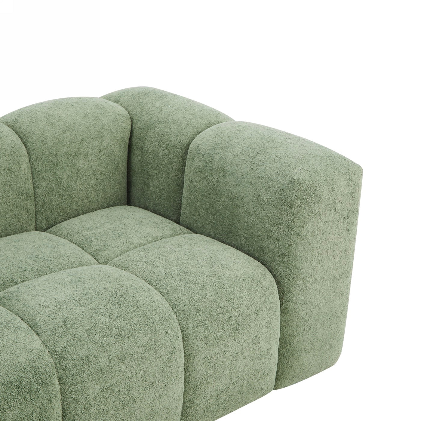 Tasta - Canapé Droit Fixe 3 Places - Tissu Vert