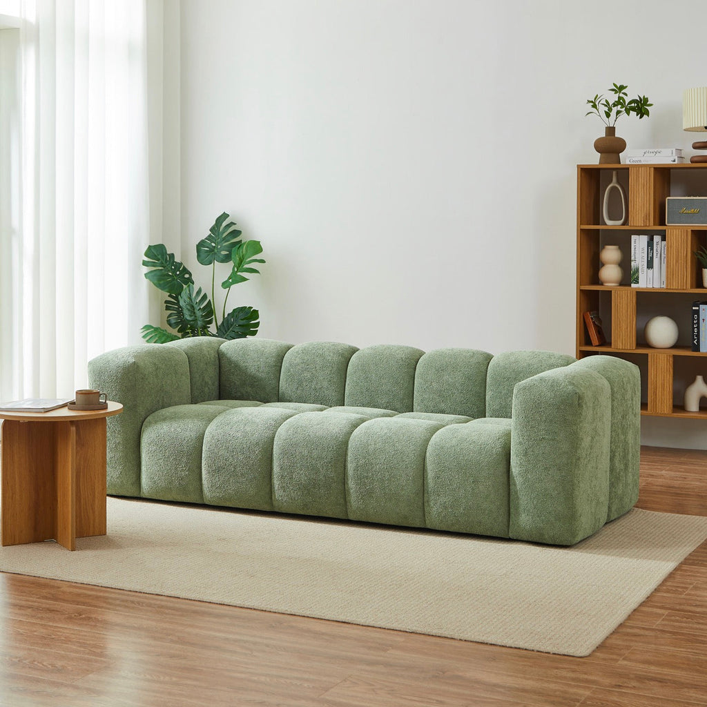 Tasta - Canapé Droit Fixe 3 Places - Tissu Vert