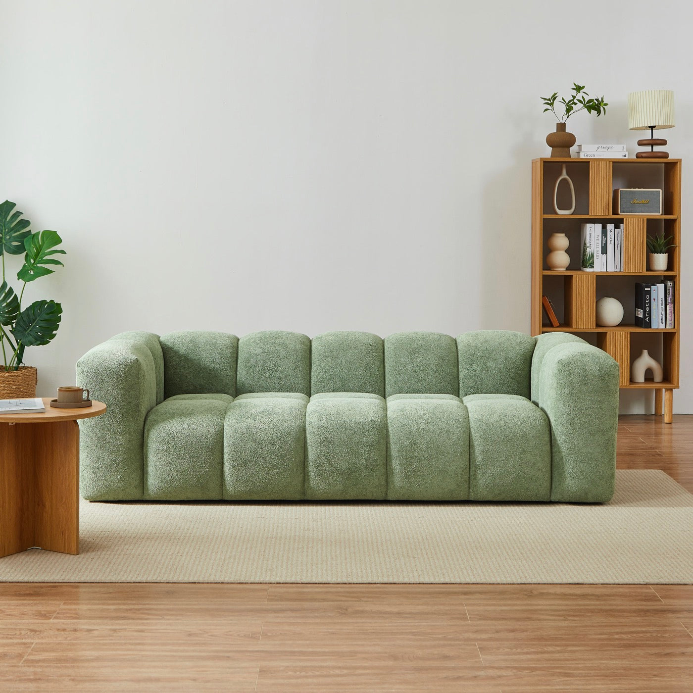 Tasta - Canapé Droit Fixe 3 Places - Tissu Vert