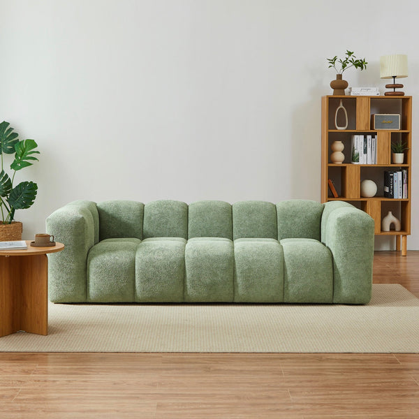 Tasta - Canapé Droit Fixe 3 Places - Tissu Vert