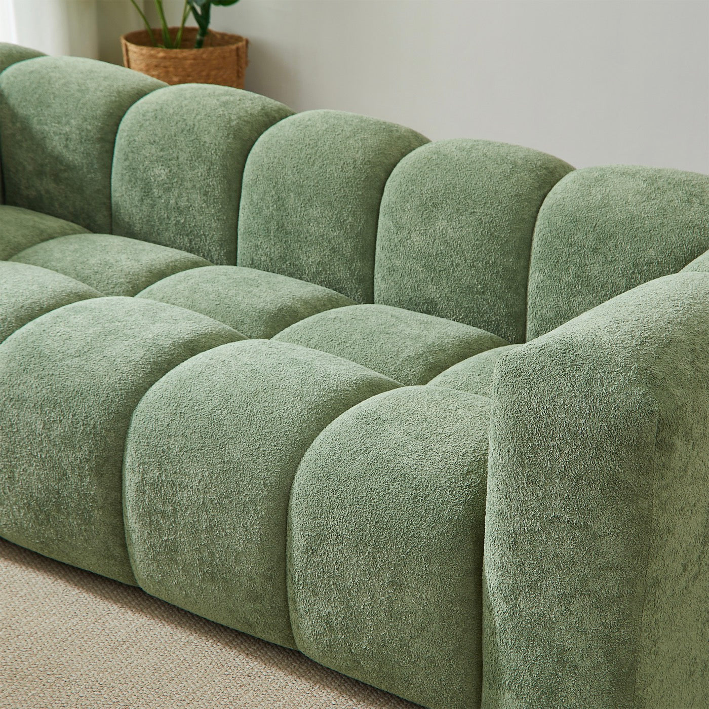 Tasta - Canapé Droit Fixe 3 Places - Tissu Vert