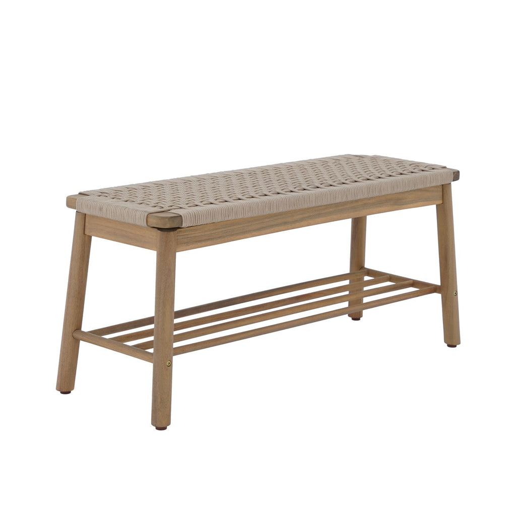 Tavao - Banc Intérieur Et Extérieur - Bois D'Acacia Et Corde Beige