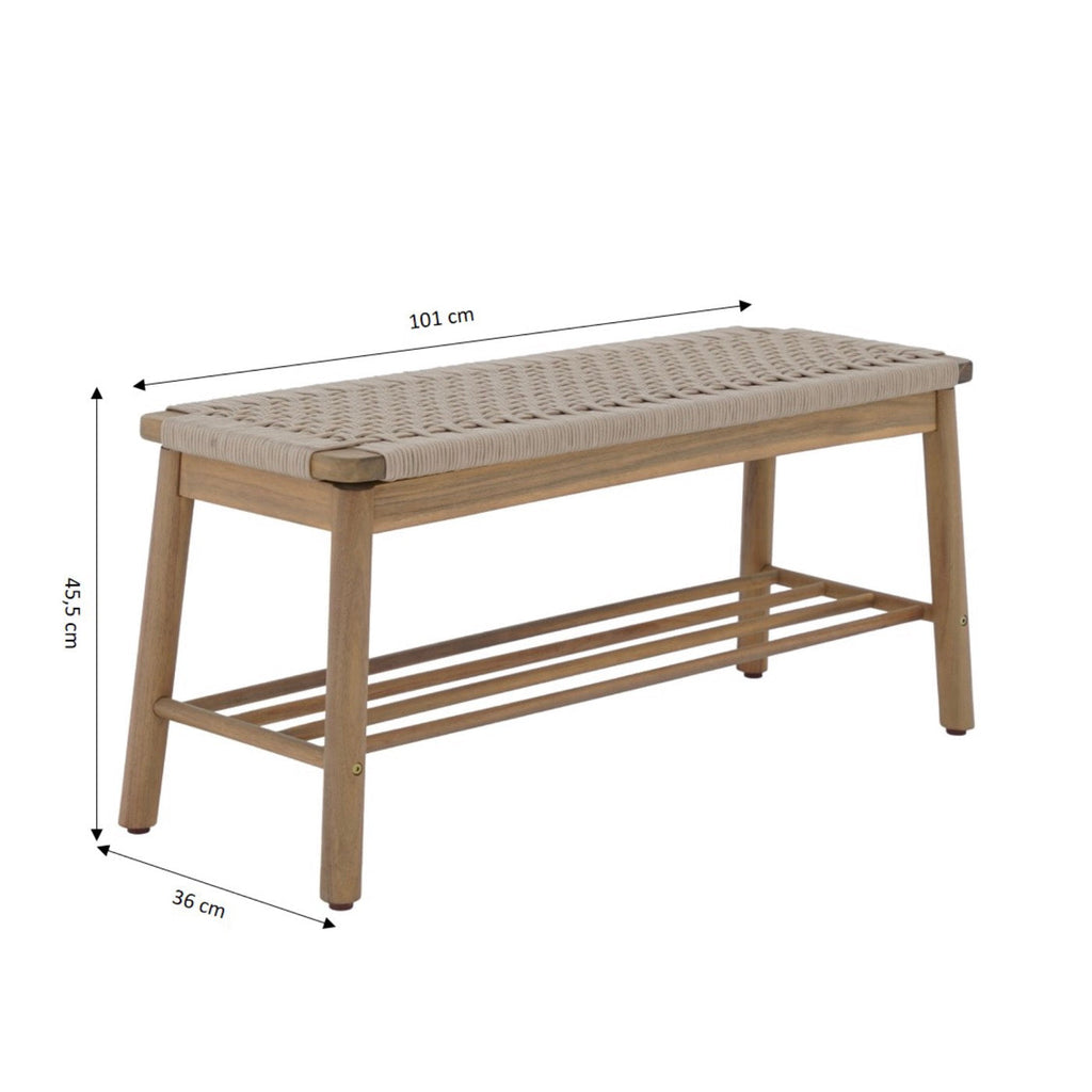 Tavao - Banc Intérieur Et Extérieur - Bois D'Acacia Et Corde Beige