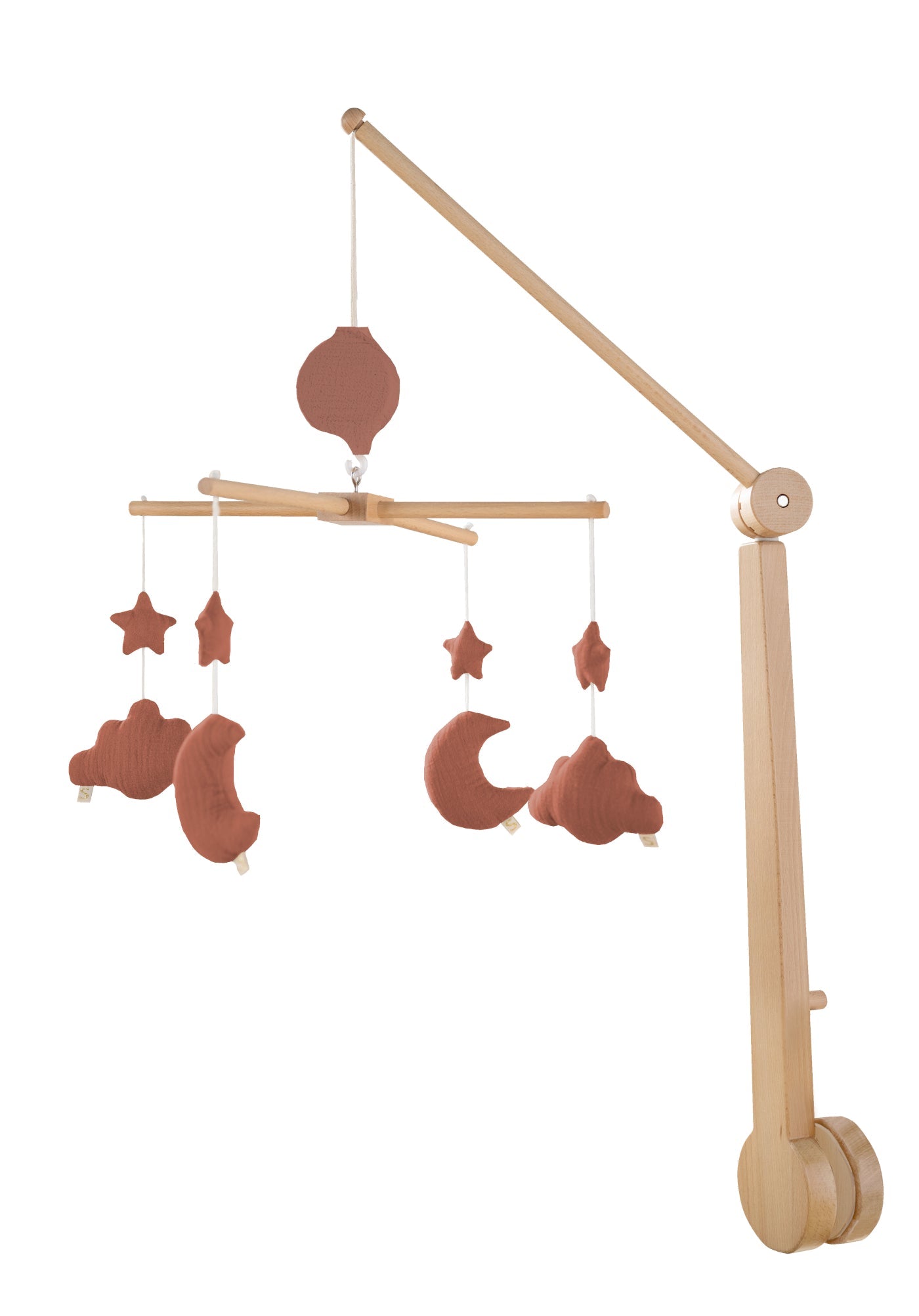Mobile Musical Bébé En Bois Avec 4 Jouets