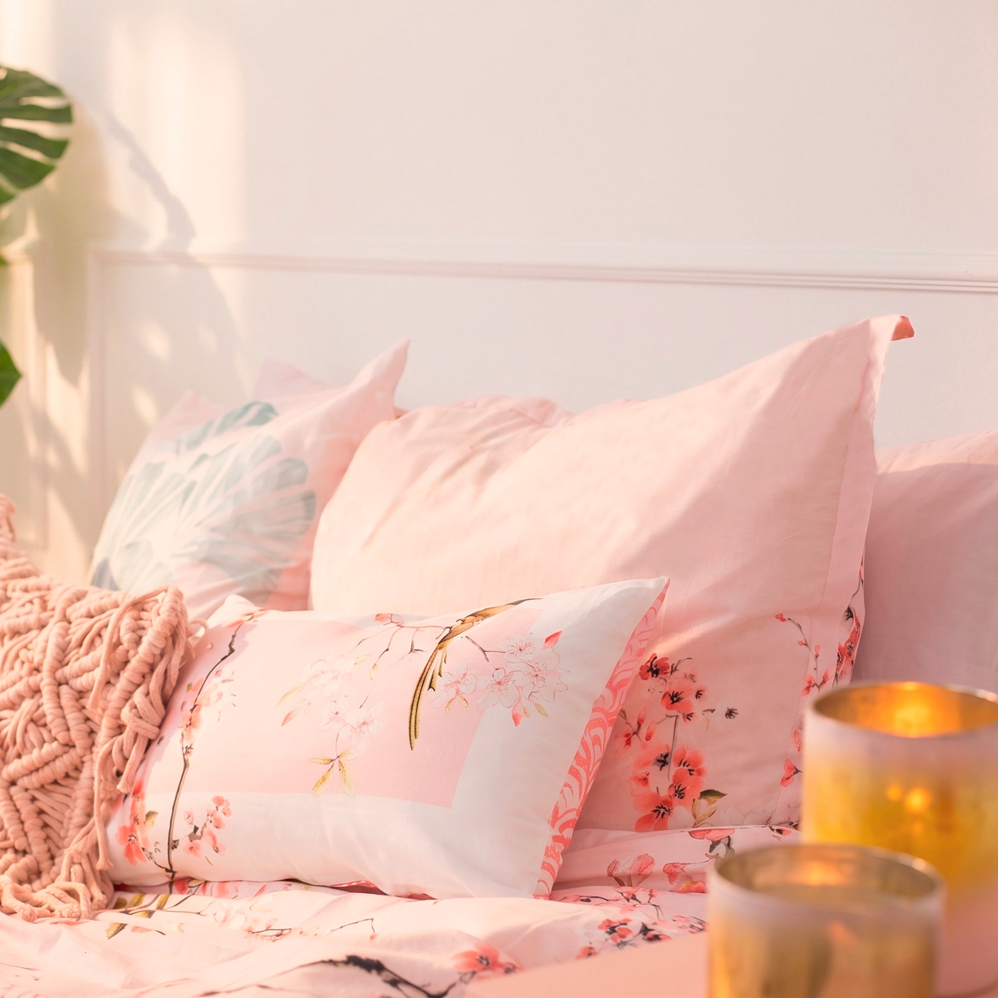 Taie D'Oreiller Chinoiserie Rose - Multicolore