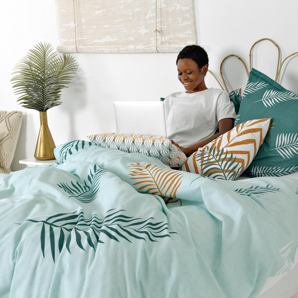 Housse De Couette Foliage Mint - Multicolore