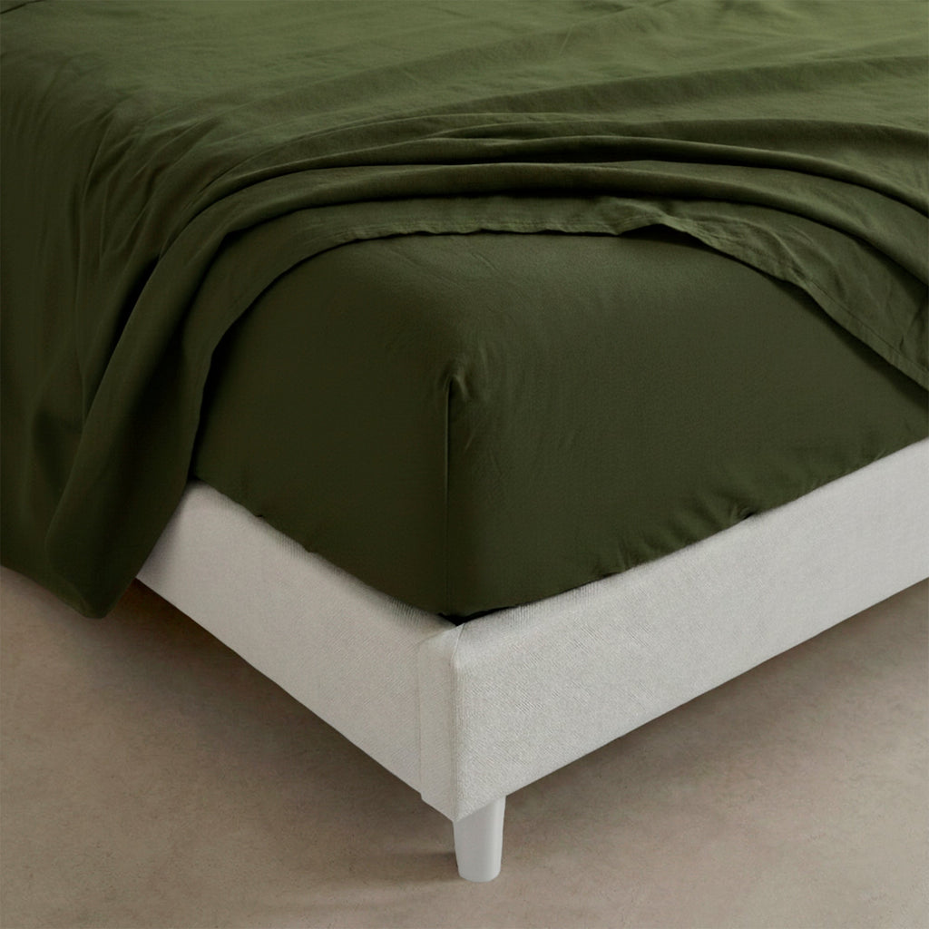 Drap-Housse Basic - Olive Verte